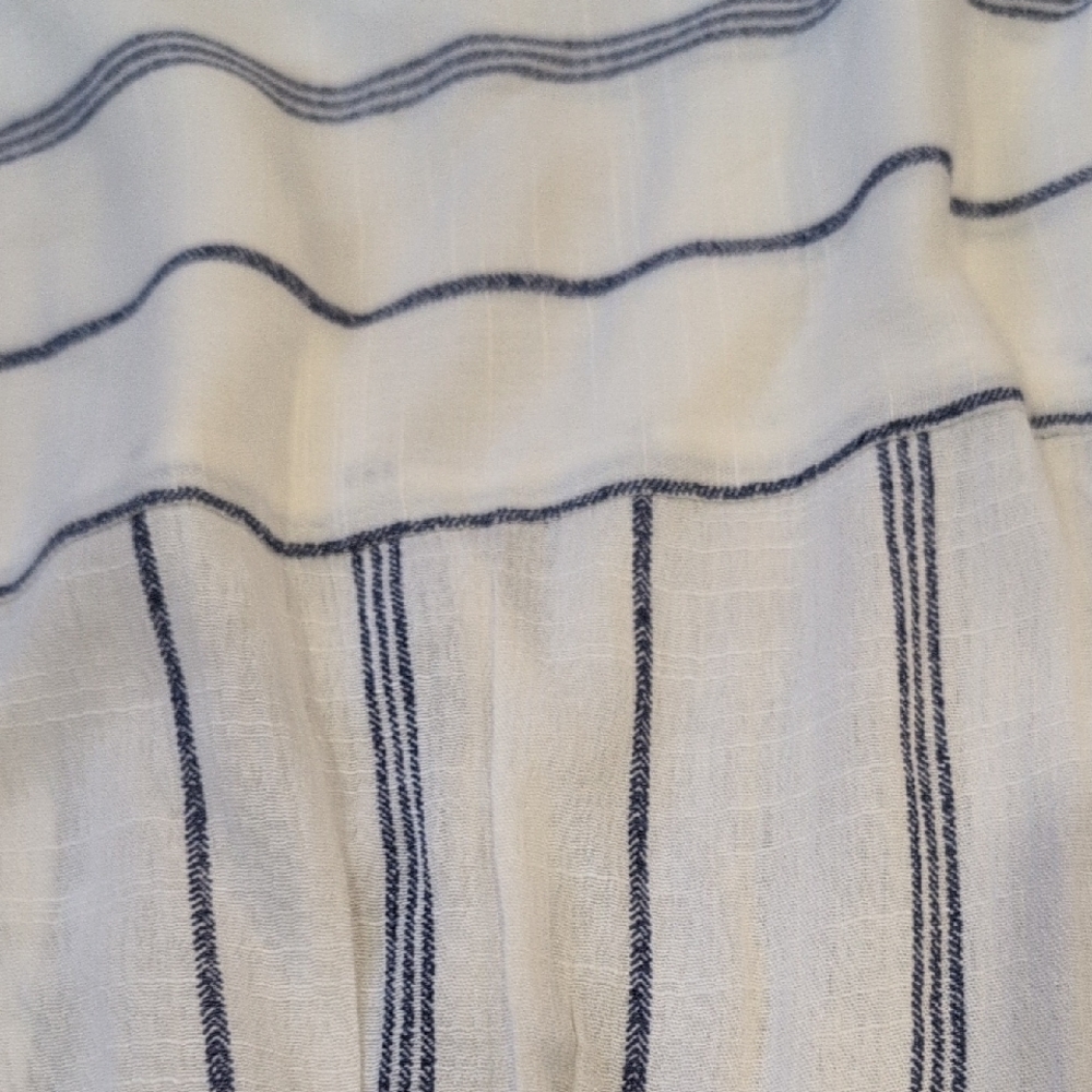 Market & Spruce White Sleeveless Tunic with Blue Vertical Stripes - Picture 7 of 7